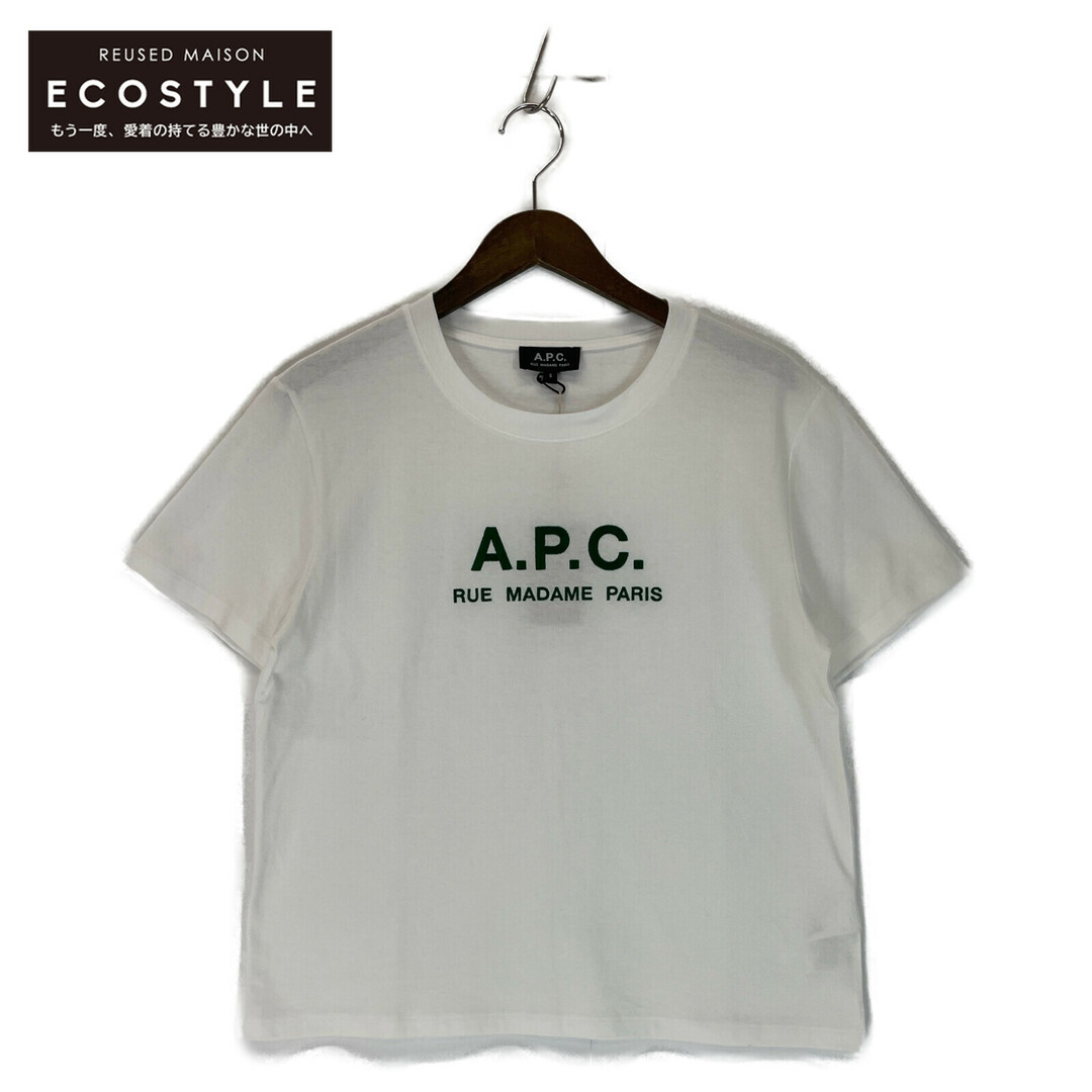 A.P.C(アーペーセー)のアーペーセー ホワイト 23243-1-90132 グリーン刺繍 Tシャツ S レディースのレッグウェア(タイツ/ストッキング)の商品写真