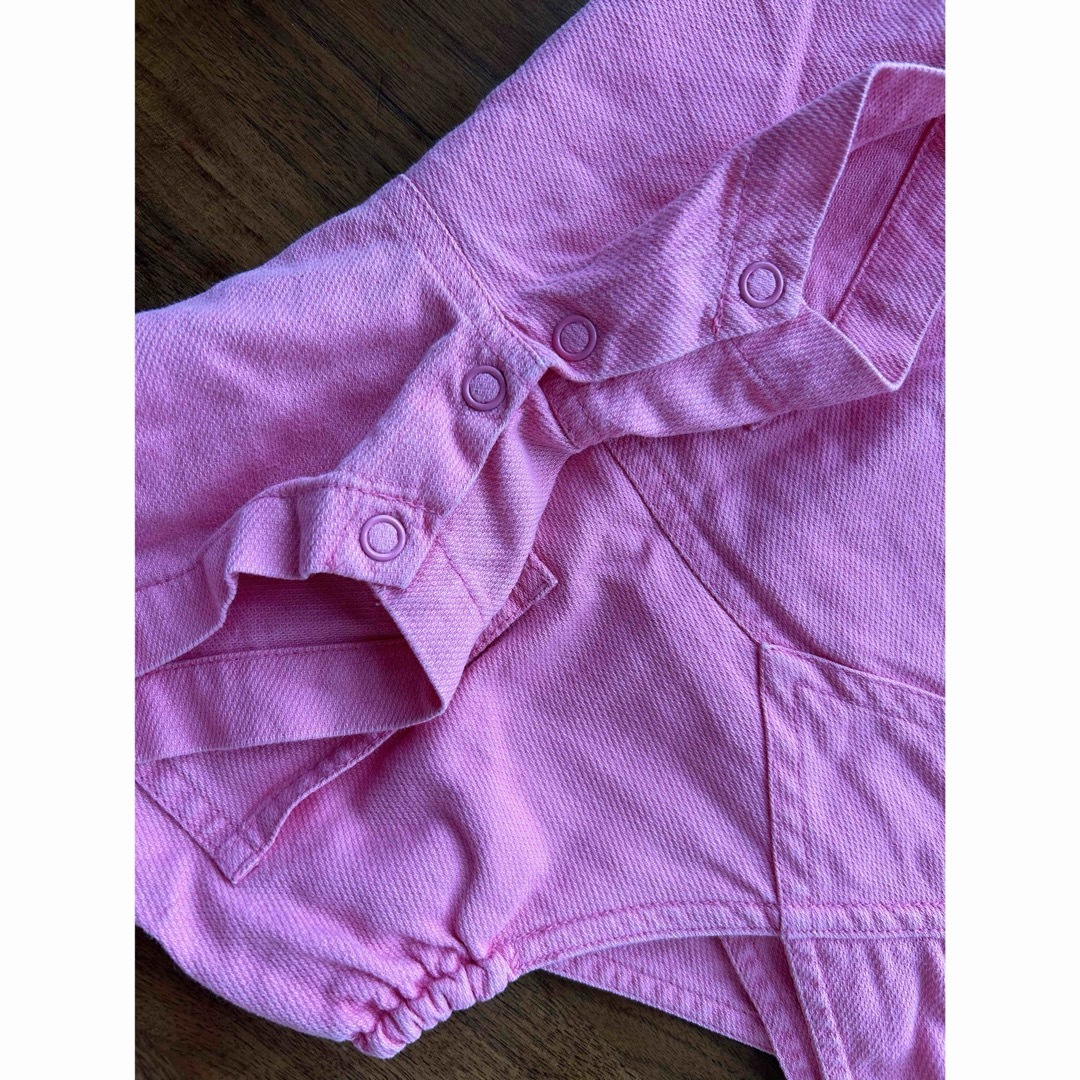 mikihouse(ミキハウス)のMIKIHOUSE 80サイズ　くまさんのピンクのオーバーオール　夏　 キッズ/ベビー/マタニティのベビー服(~85cm)(ロンパース)の商品写真