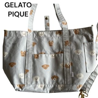 gelato pique★マザーズバッグ いぬ柄 水色【美品】