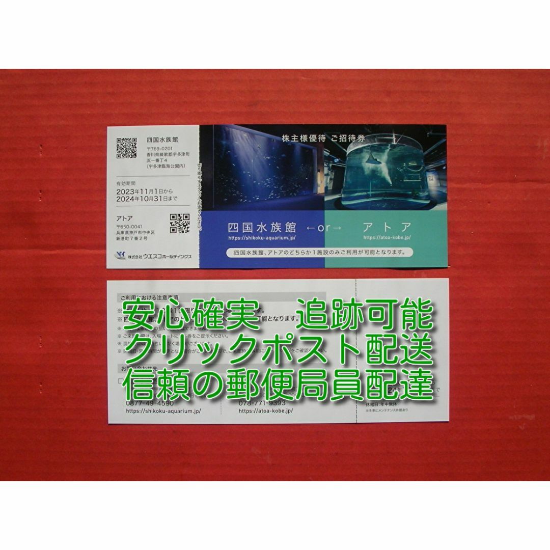 四国水族館 or アトア ご招待券 2枚 ウエスコホールディングス 株主優待券 チケットの施設利用券(水族館)の商品写真