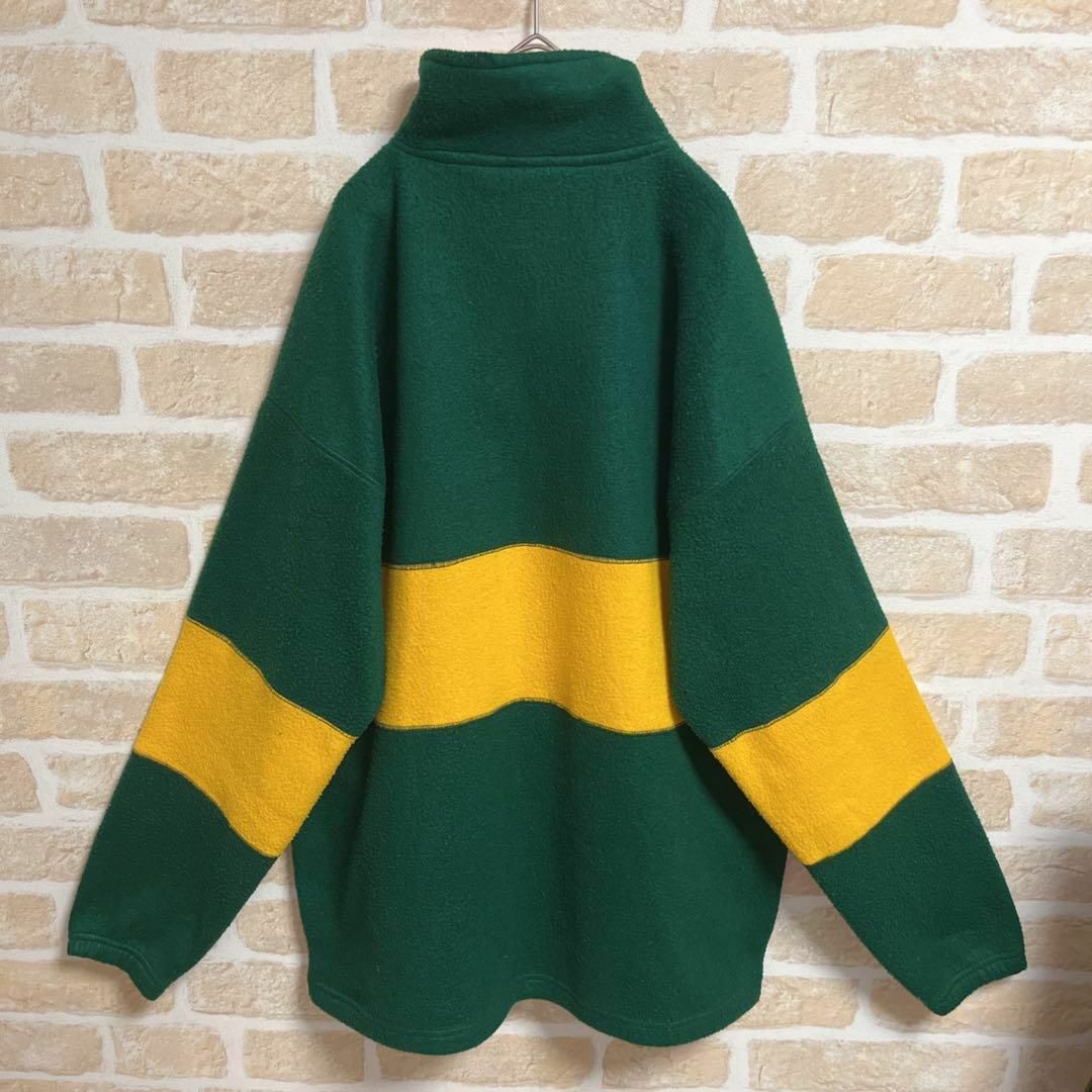 90s PACKERS パッカーズ ハーフジップフリース 刺繍ロゴ バイカラー メンズのトップス(スウェット)の商品写真