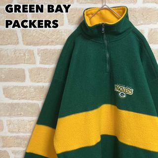 90s PACKERS パッカーズ ハーフジップフリース 刺繍ロゴ バイカラー