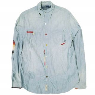 Polo by Ralph Lauren ポロバイラルフローレン 1967 CUSTOM CHAMBRAY SHIRTS カスタムシャンブレーシャツ S INDIGO BLUE 長袖 リペア加工 トップス【中古】【Polo by Ralph Lauren】(シャツ)