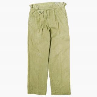 KENNETH FIELD ケネスフィールド 23SS 日本製 Gurkha Trousers III Herringbone グルカトラウザーズ コットンヘリンボーン XS OLIVE 2タック パンツ ボトムス【中古】【KENNETH FIELD】(その他)