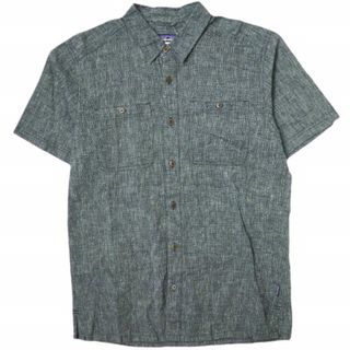 パタゴニア(patagonia)のPATAGONIA パタゴニア 12SS M'S MIGRATION HEMP SHIRT メンズ・マイグレーション・ヘンプ・シャツ 53138 S AZB(ネイビー) 半袖 リネン トップス【新古品】【中古】【PATAGONIA】(シャツ)