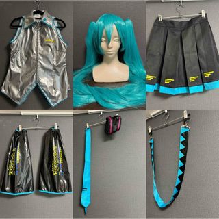 初音ミク　コスプレ　フルセット　衣装+ウィッグ(衣装一式)