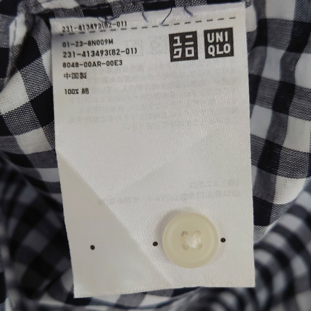 UNIQLO(ユニクロ)の新品 未使用 ユニクロ チェックブラウス 半袖 L ブラック レディースのトップス(シャツ/ブラウス(半袖/袖なし))の商品写真