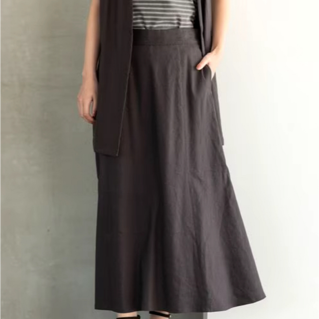 LEPSIM(レプシィム)の【未使用】LEPSIM リネンブレンドロングスカート チャコール M レディースのスカート(ロングスカート)の商品写真