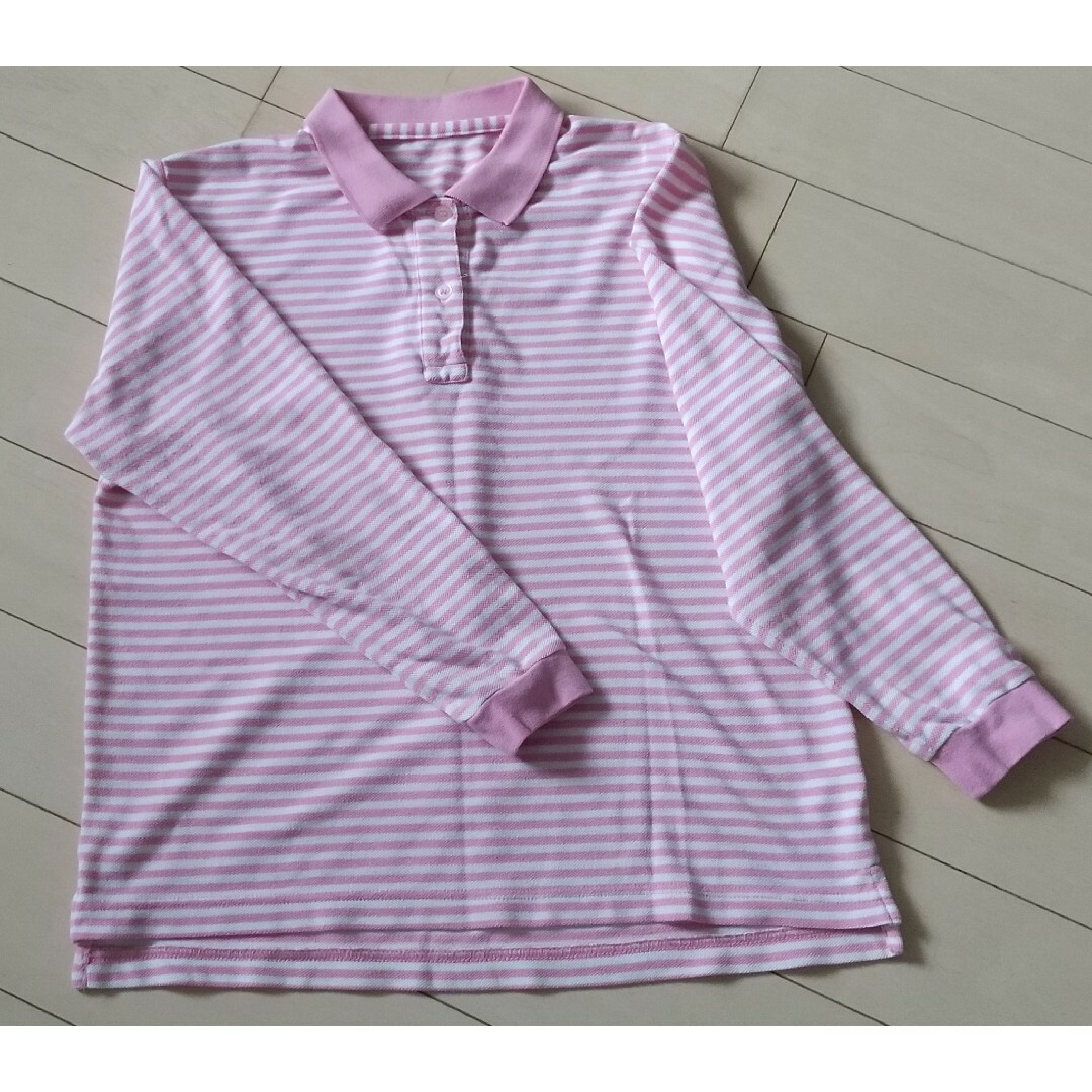 ポロシャツ ピンクのボーダー M レディースのトップス(ポロシャツ)の商品写真