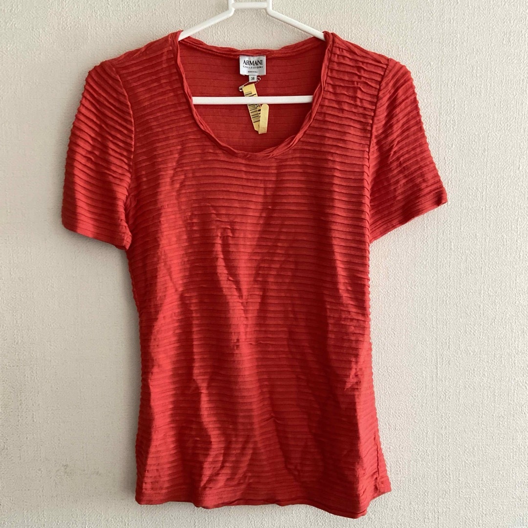 ARMANI COLLEZIONI(アルマーニ コレツィオーニ)のARMANI アルマーニ リブトップス　半袖 レディースのトップス(Tシャツ(半袖/袖なし))の商品写真