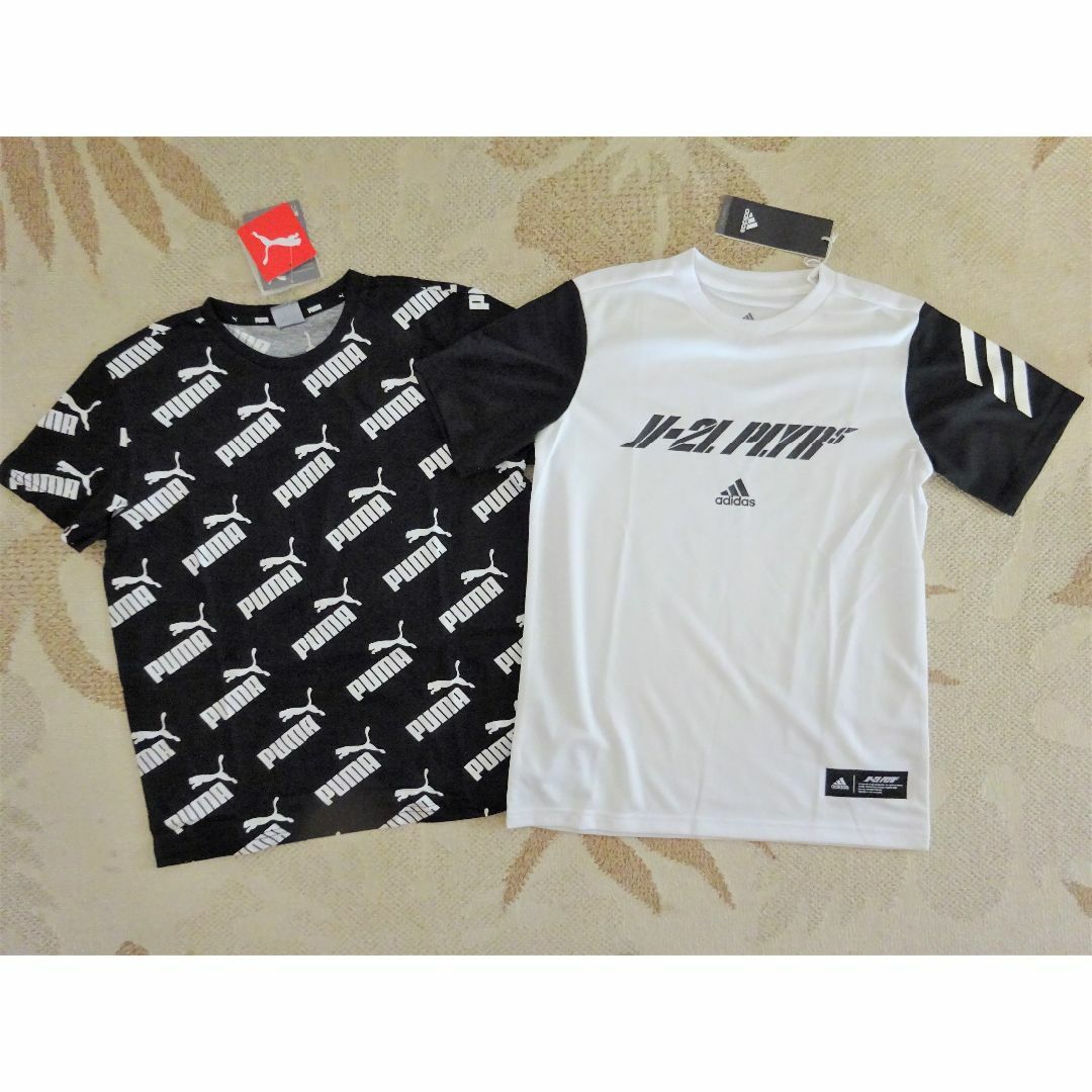 adidas(アディダス)の新品★半袖Tシャツ2枚★150★アディダス 軽量・快適!!・PUMA 総ロゴ総柄 キッズ/ベビー/マタニティのキッズ服男の子用(90cm~)(Tシャツ/カットソー)の商品写真