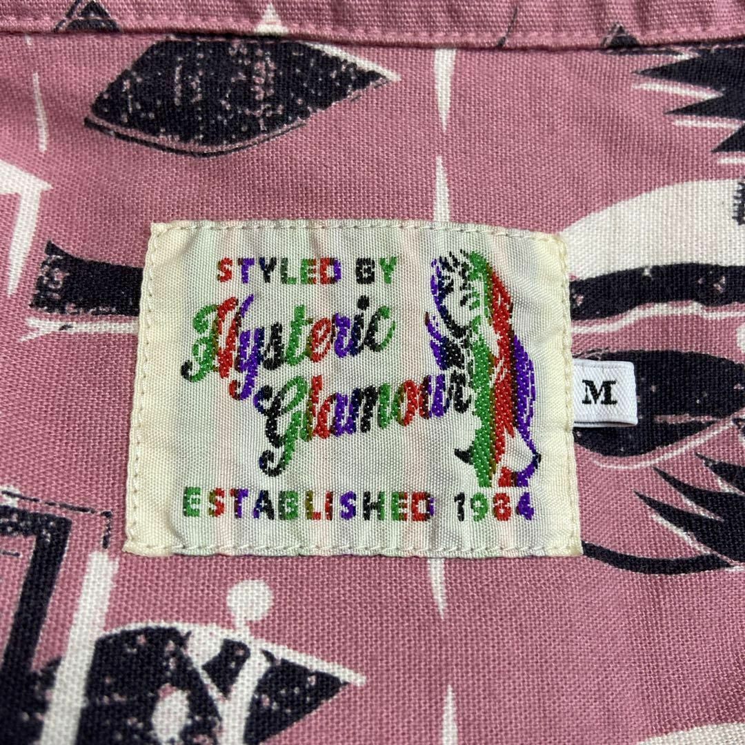 HYSTERIC GLAMOUR(ヒステリックグラマー)の【長袖アロハ】HYSTERIC GLAMOURオープンカラーシャツ古着ピンクM メンズのトップス(シャツ)の商品写真