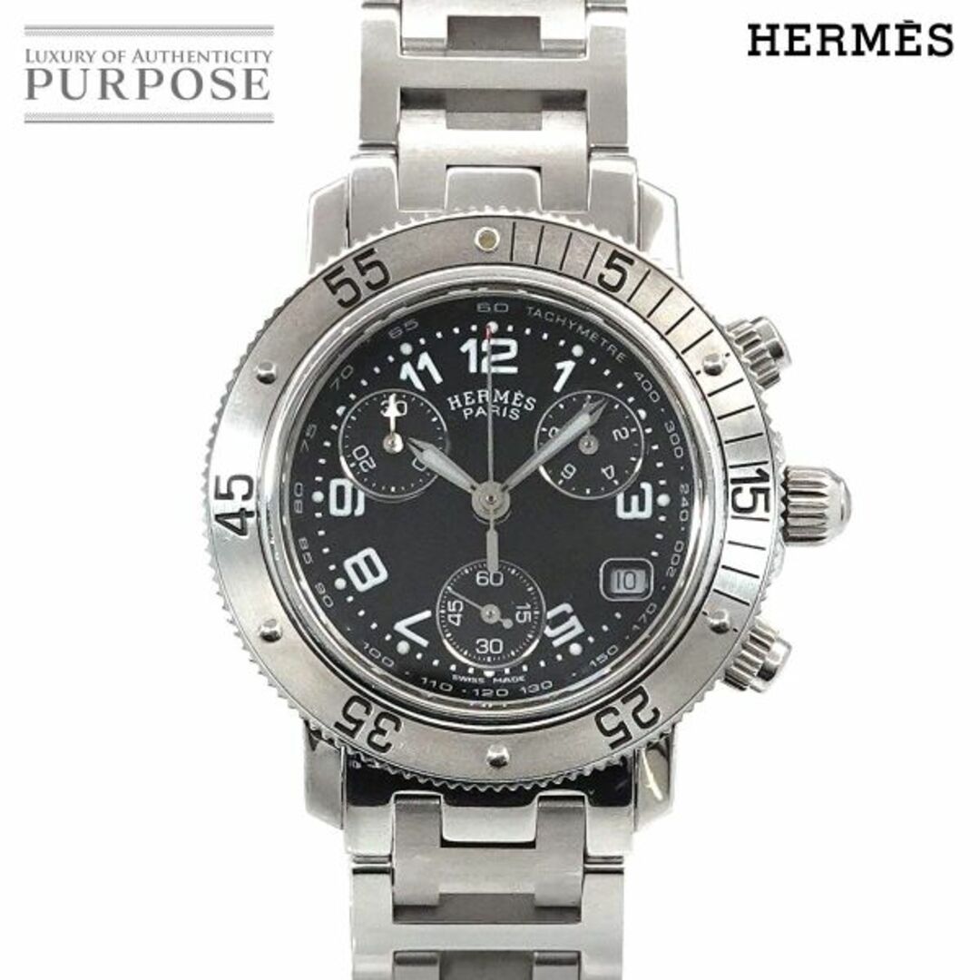 Hermes(エルメス)のエルメス HERMES クリッパー ダイバー クロノグラフ CL2 310 ヴィンテージ レディース 腕時計 デイト ブラック クォーツ Clipper VLP 90233514 レディースのファッション小物(腕時計)の商品写真