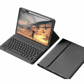 【色: ブラック】iPad 第10世代 キーボードケース 可愛い 配色 iPad(タブレット)