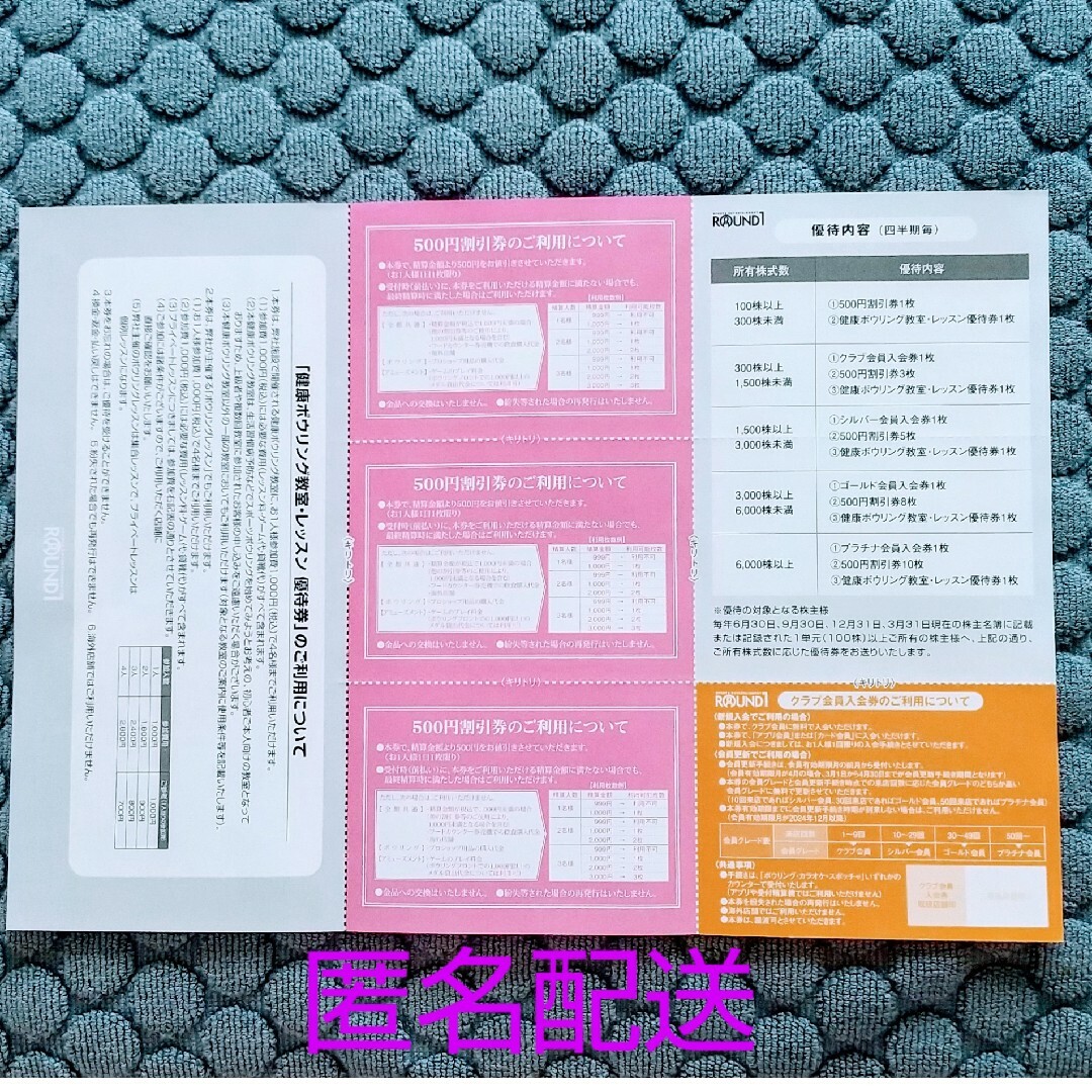 ラウンドワン 株主優待 300株以上1500株未満 チケットの優待券/割引券(その他)の商品写真