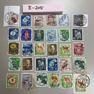 E-205 昭和の普通切手　満月印　使用済　30枚セット　⚫︎送料無料(使用済み切手/官製はがき)