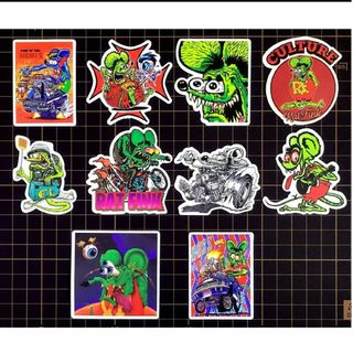 Ⓒ10枚セット ラットフィンク RAT FINK 防水 ステッカー シール(キャラクターグッズ)