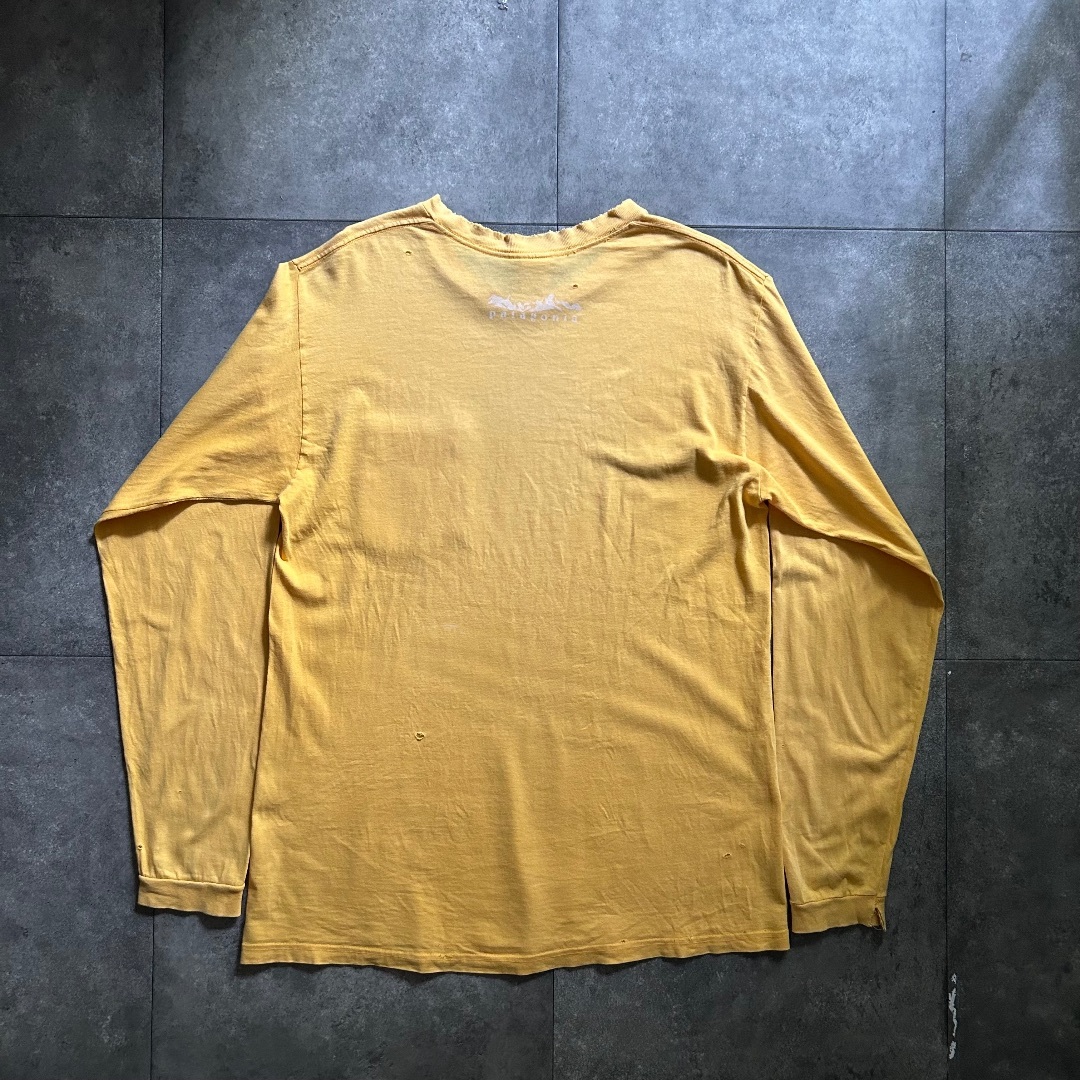 patagonia(パタゴニア)の90s パタゴニア ロンt USA製 M イエロー オーガニックコットン メンズのトップス(Tシャツ/カットソー(七分/長袖))の商品写真