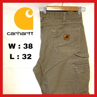 carhartt - 90s 古着 カーハート ワークパンツ ペインターパンツ 革ロゴ 38×32 