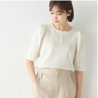 オムネス(OMNES)のオムネス　ハプティック　リブパワーショルダー5分袖プルオーバー(Tシャツ(半袖/袖なし))