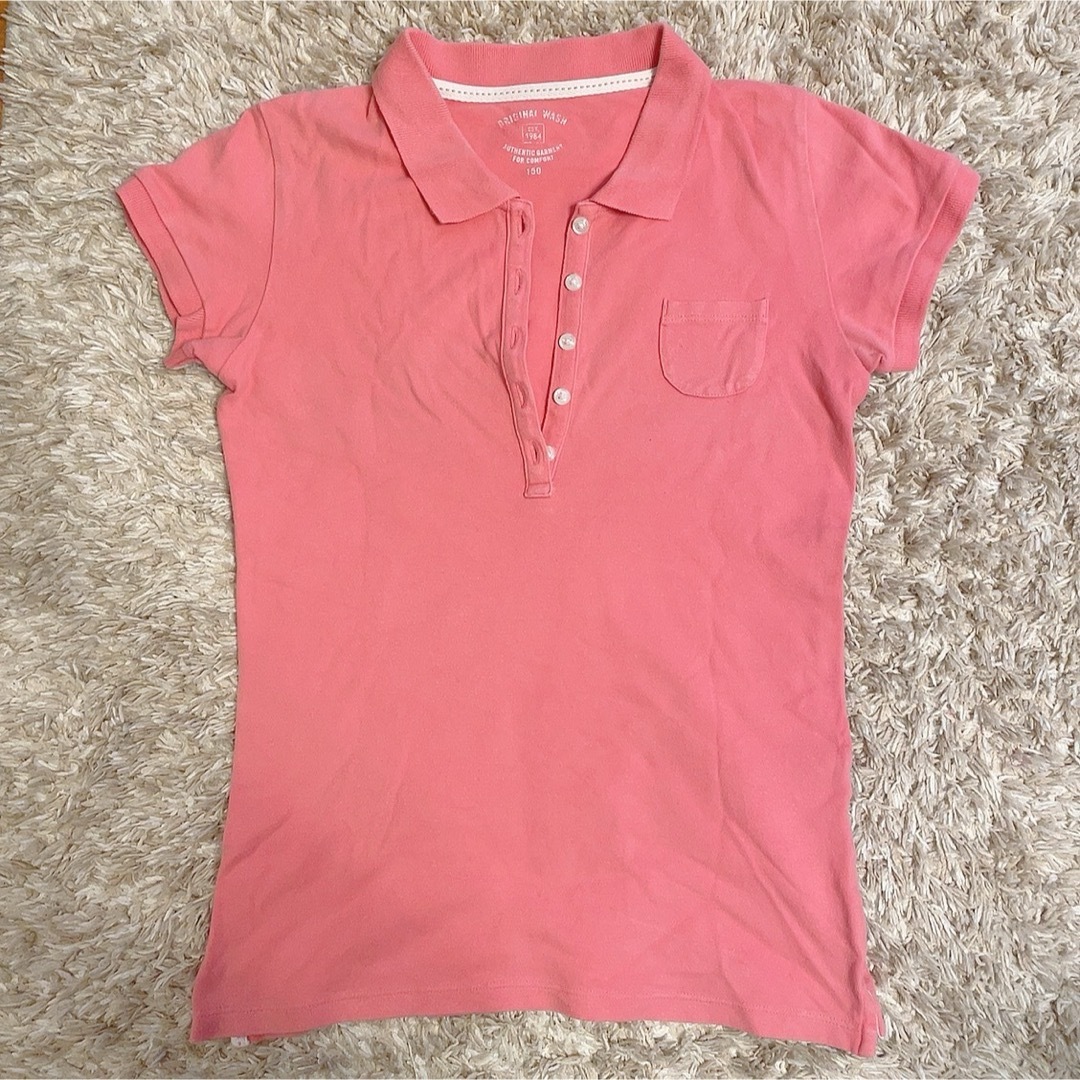 UNIQLO(ユニクロ)のUNIQLO ユニクロ　ピンク　ポロシャツ　150 半袖Tシャツ キッズ/ベビー/マタニティのキッズ服女の子用(90cm~)(Tシャツ/カットソー)の商品写真