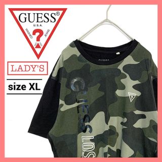 ゲス(GUESS)の90s 古着 ゲス Tシャツ ロサンゼルス 迷彩 ゆるダボ レディースXL (Tシャツ/カットソー(半袖/袖なし))