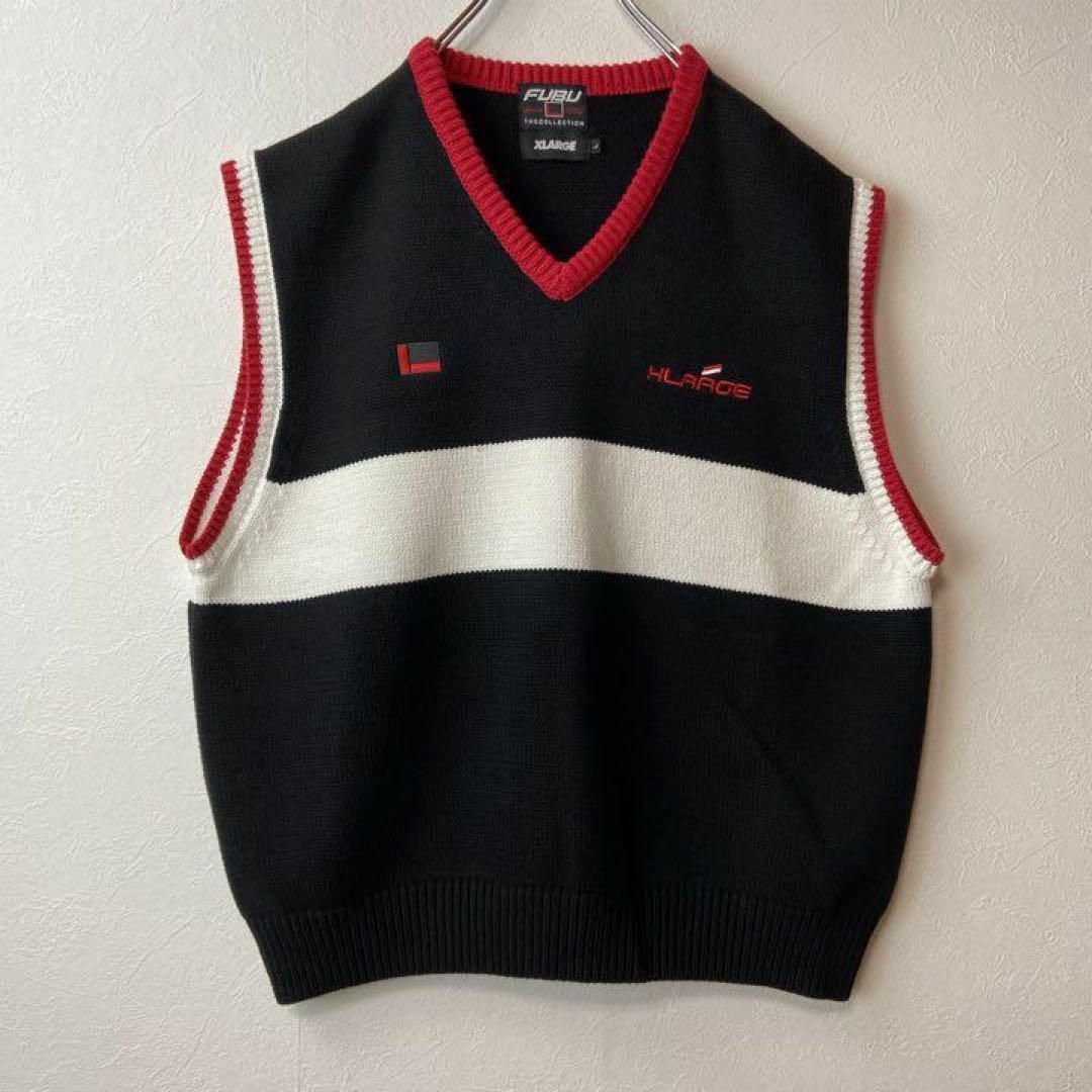 FUBU(フブ)の【希少コラボ】X-LARGE  FUBU ニットベスト古着ワンポイント刺繍M メンズのトップス(ベスト)の商品写真