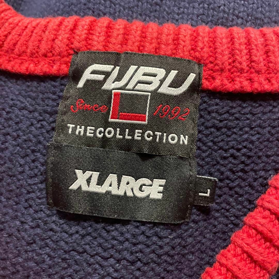 FUBU(フブ)の【希少コラボ】X-LARGE  FUBU ニットベスト古着ワンポイント刺繍M メンズのトップス(ベスト)の商品写真