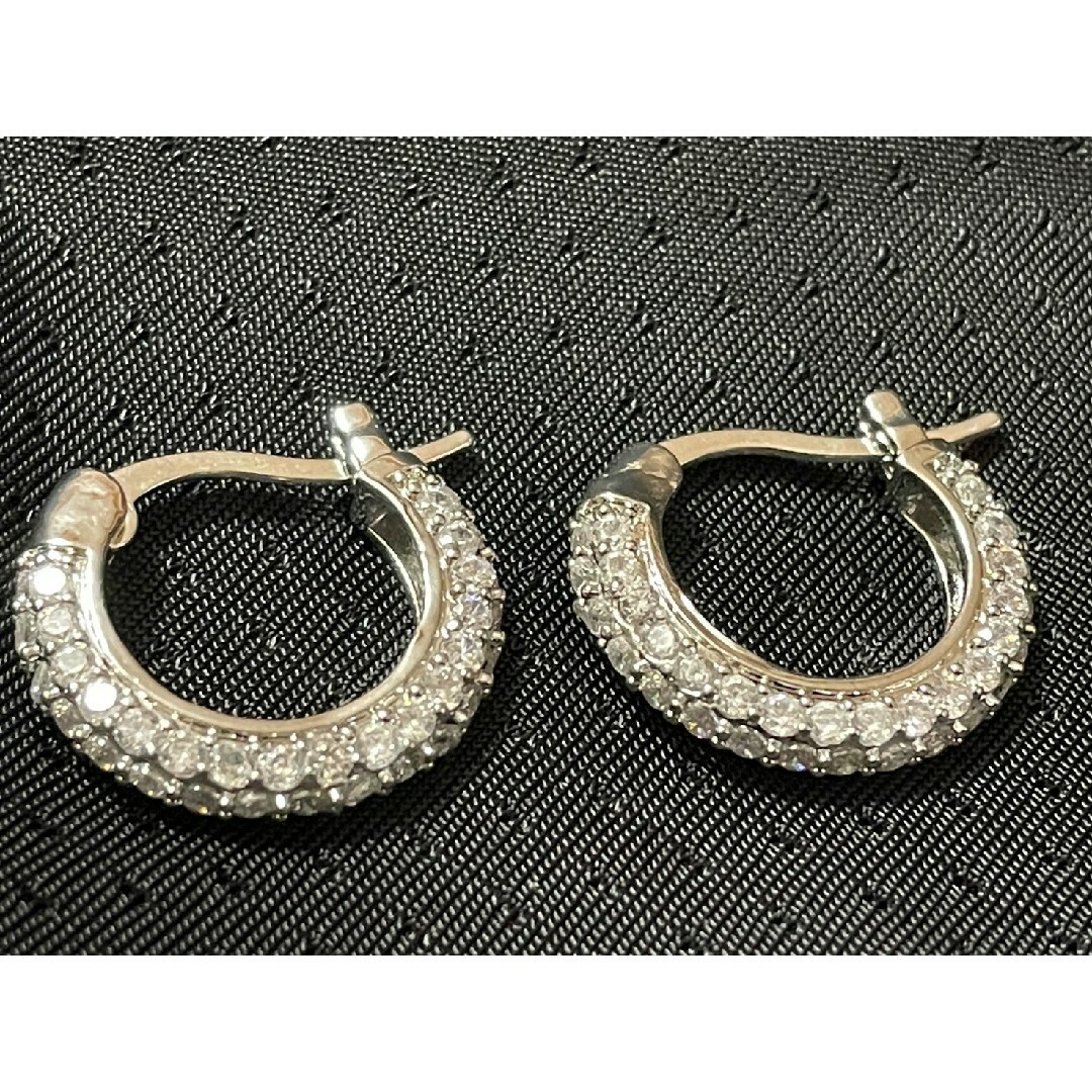 CZダイヤ　ループピアス S925　k18金コート WG レディースのアクセサリー(ピアス)の商品写真