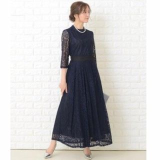 Lace Ladies 花柄総レースロング丈フレアワンピース･ドレス