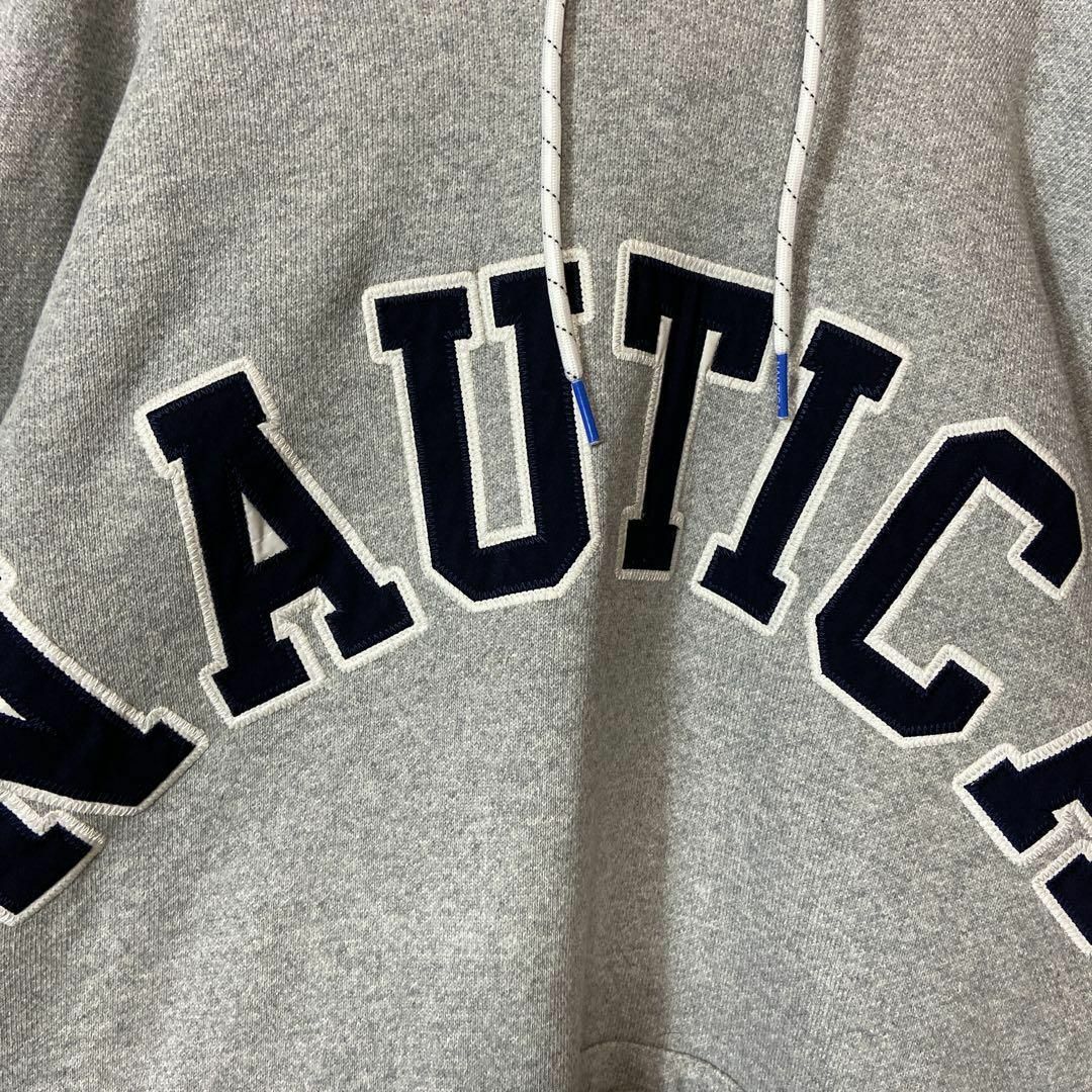 NAUTICA(ノーティカ)の【人気アーチ刺繍ロゴ◎】NAUTICAパーカー古着グレーかぶりプルオーバーL メンズのトップス(パーカー)の商品写真