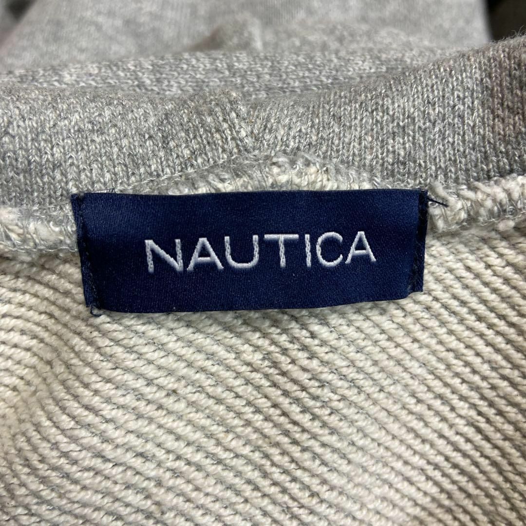 NAUTICA(ノーティカ)の【人気アーチ刺繍ロゴ◎】NAUTICAパーカー古着グレーかぶりプルオーバーL メンズのトップス(パーカー)の商品写真