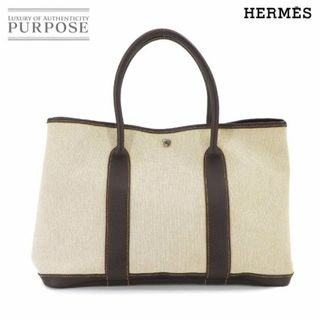 エルメス(Hermes)の新品同様 エルメス HERMES ガーデンパーティ 36 PM トート バッグ トワルアッシュ レザー ナチュラル マロン □H刻印 VLP 90230564(トートバッグ)