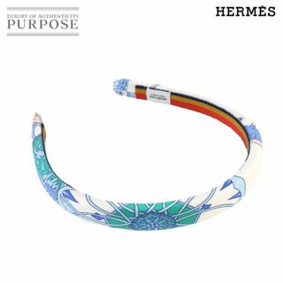 Hermes - 未使用 展示品 エルメス HERMES カチューシャ Voitures Exquises 精巧な馬車 シルク ブルージーン アクセサリー VLP 90230621