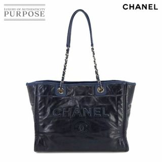 シャネル(CHANEL)のシャネル CHANEL ドーヴィル チェーン トート バッグ レザー ネイビー A93257 シルバー 金具 VLP 90230643(トートバッグ)