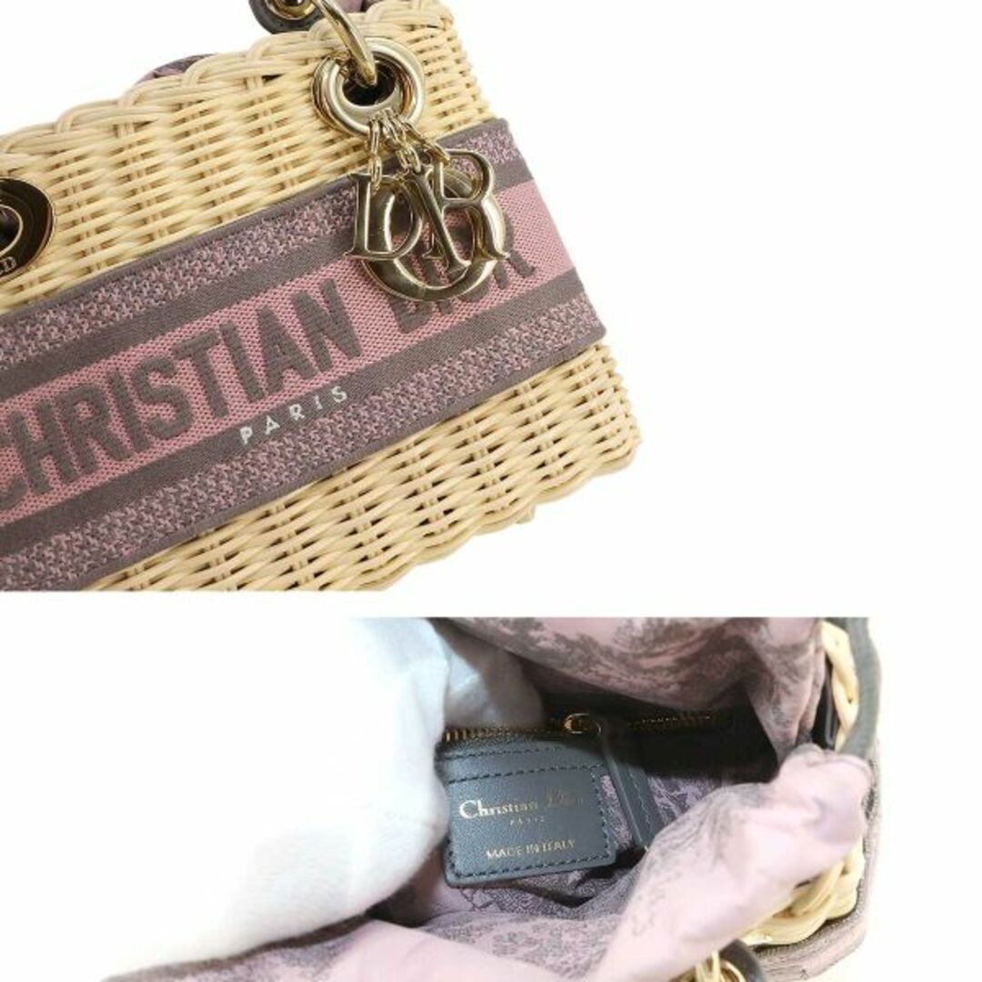 Christian Dior(クリスチャンディオール)の未使用 展示品 クリスチャン ディオール Christian Dior レディディオール ミニ 2way ハンド ショルダー バッグ ウィッカー ピンク VLP 90231382 レディースのバッグ(ハンドバッグ)の商品写真