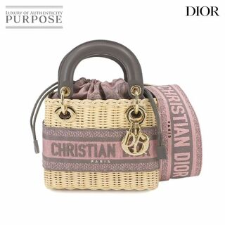 Christian Dior - 未使用 展示品 クリスチャン ディオール Christian Dior レディディオール ミニ 2way ハンド ショルダー バッグ ウィッカー ピンク VLP 90231382