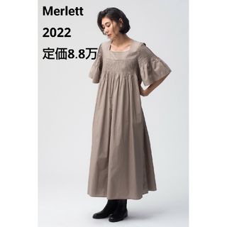 マーレット(Merlette)の美品 2022 マーレット POIRET ピンタックフレアスリーブロングドレス(ロングワンピース/マキシワンピース)