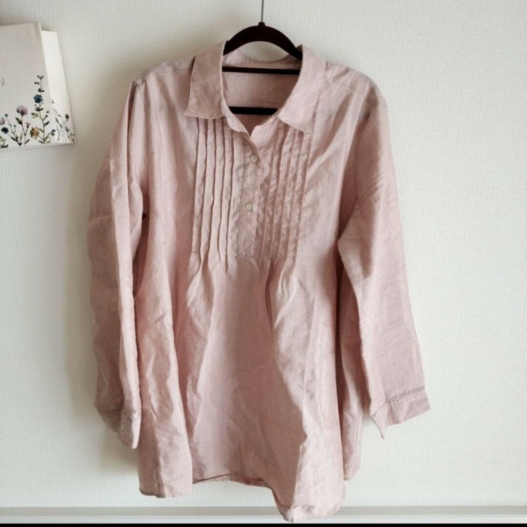 ピンクのロングシャツ レディースのトップス(シャツ/ブラウス(長袖/七分))の商品写真