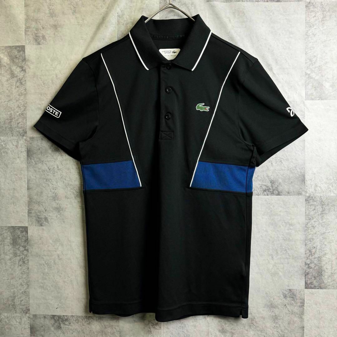 LACOSTE(ラコステ)の希少コラボ ラコステ×    半袖ポロシャツ 刺繍ロゴ ブラック XS メンズのトップス(ポロシャツ)の商品写真