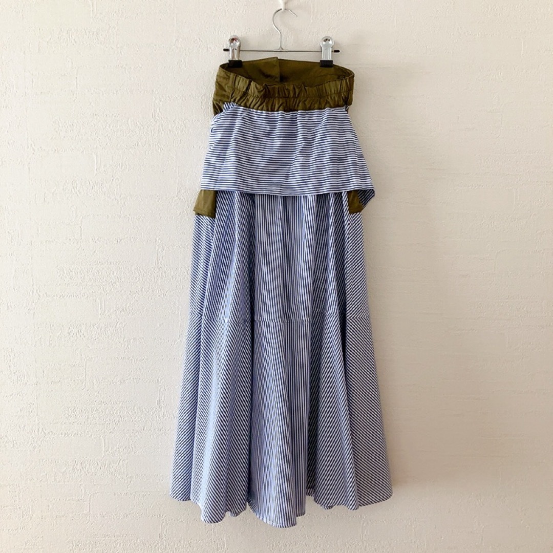 【新品 未使用】リズレー RISLEY ストライプ ロングスカート ブルー  春 レディースのスカート(ロングスカート)の商品写真