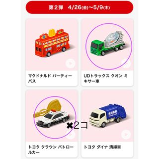 マクドナルド(マクドナルド)の新品　ハッピーセット   トミカ　マクドナルド　パトカー　ミキサー車(ミニカー)