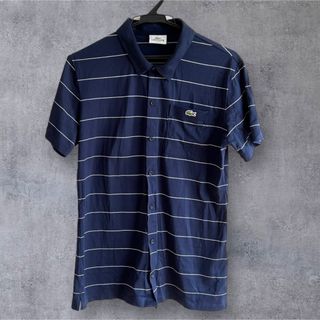 ラコステ(LACOSTE)のラコステ ポロシャツ 半袖 ストライプ サイズ3 M L Lacoste(ポロシャツ)