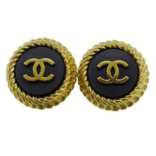 シャネル(CHANEL)のシャネル CHANEL イヤリング レディース ブランド GP ゴールド ブラック 95P ココマーク ヴィンテージ 両耳用 アクセサリー 【中古】(イヤリング)