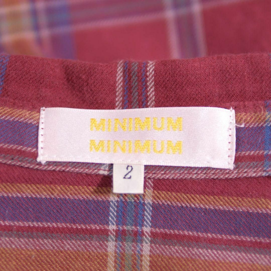 MINIMUM(ミニマム)の美品 ミニマム シャツ ネルシャツ チェック カシュクール 長袖 2 M エンジ レディースのトップス(シャツ/ブラウス(長袖/七分))の商品写真