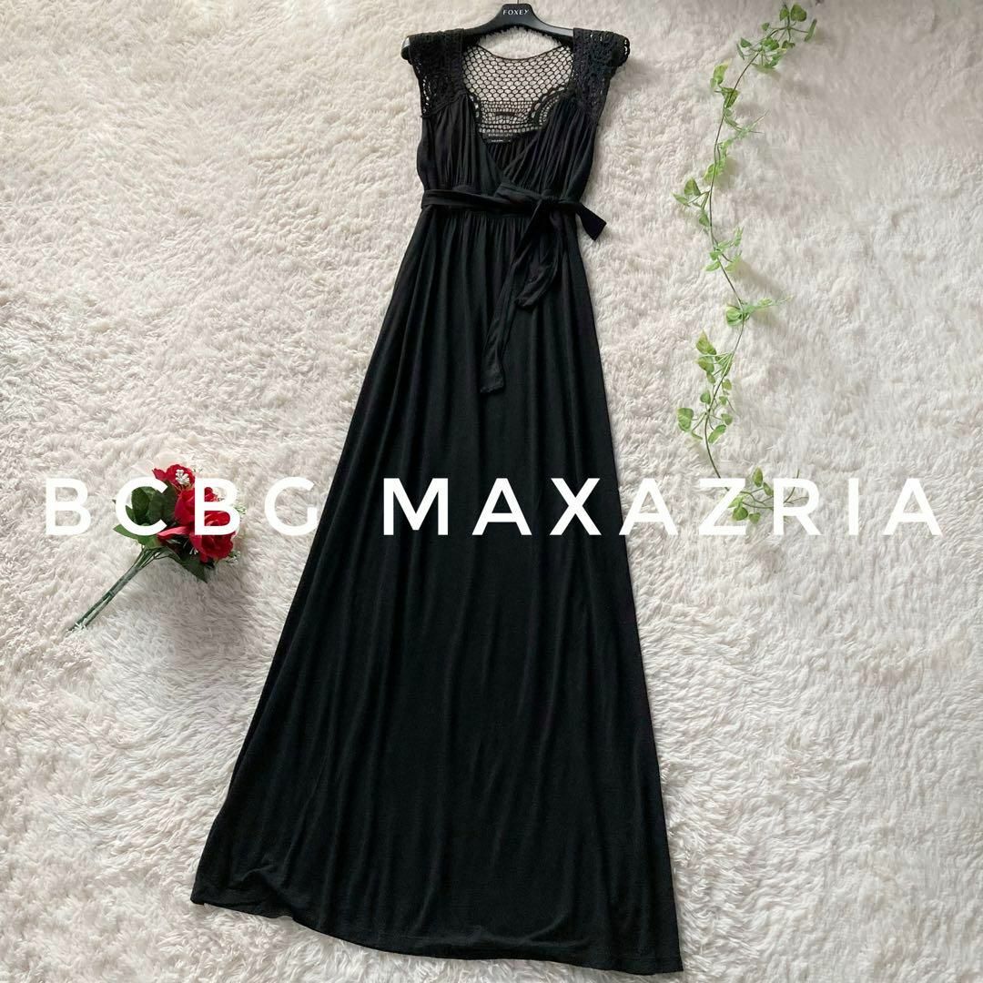 BCBGMAXAZRIA(ビーシービージーマックスアズリア)のBCBG MAXAZRIA　ロングワンピース　マキシ丈　レース　フォーマル　M レディースのワンピース(ロングワンピース/マキシワンピース)の商品写真