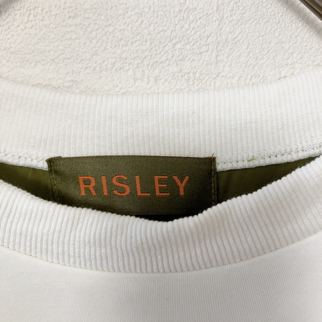 【美品】 リズレー RISLEY  長袖 スウェット ホワイト カーキ フリー レディースのトップス(Tシャツ(長袖/七分))の商品写真