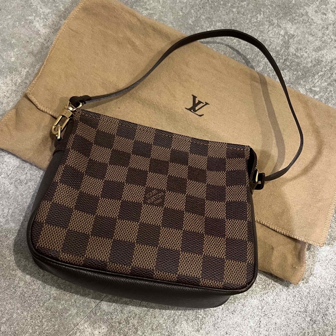 LOUIS VUITTON(ルイヴィトン)の美品　ルイヴィトンダミエ　トゥルースメイクアップ　アクセサリーポーチ　ミニバッグ レディースのファッション小物(ポーチ)の商品写真