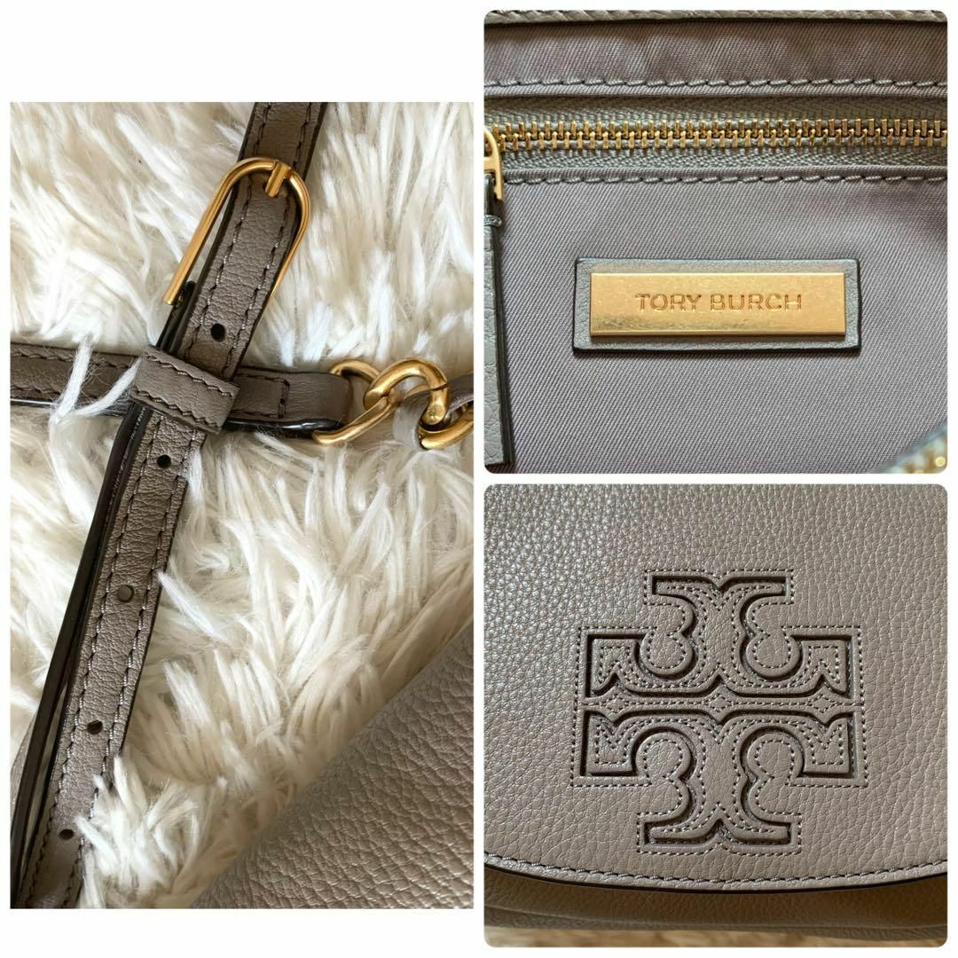 Tory Burch(トリーバーチ)の未使用級✨トリーバーチ ショルダーバッグ チェーン ロゴ レザー 型押し グレー レディースのバッグ(ショルダーバッグ)の商品写真