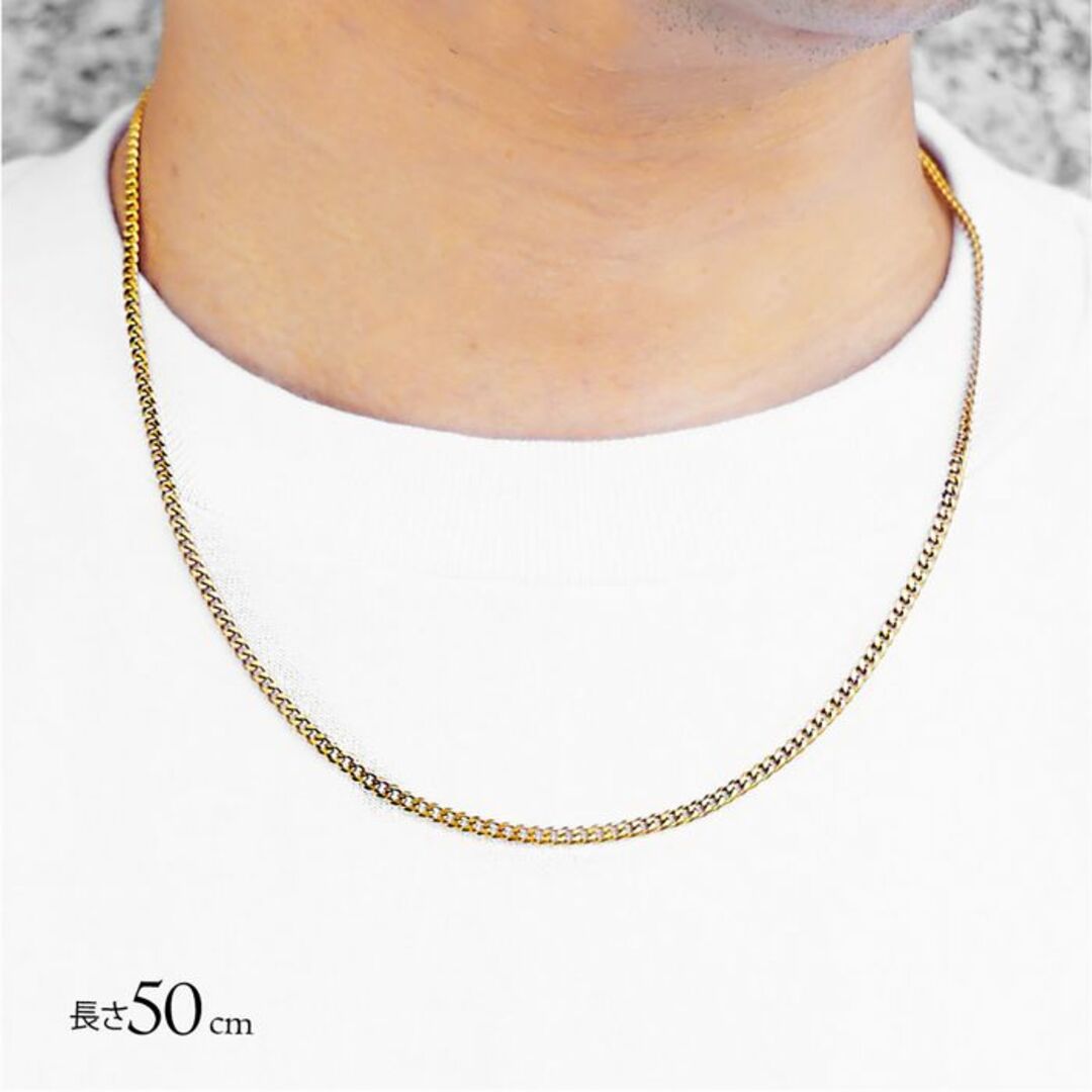 喜平 ネックレスチェーン ６面 ステンレス 3mm 50cm ゴールド ◎ メンズのアクセサリー(ネックレス)の商品写真